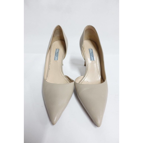 PRADA Women Heels 3.5" Stilleto Pumps Milano Pointed-Toe Nude Beige 10US/7UK/40E - Picture 2 of 11